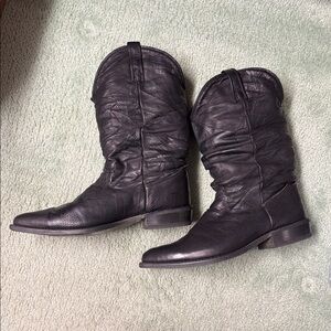 Dingo Black Leather Slouch Men’s Boots